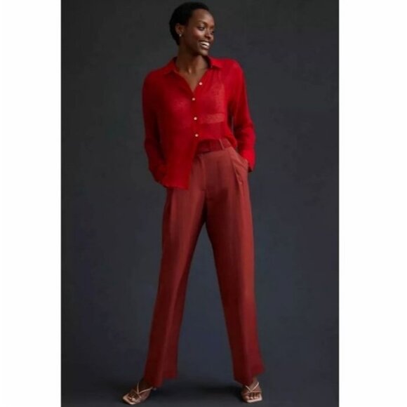 NWT ANTHROPOLOGIE TINY Noreen Trousers Dress Pants 10 Straight Leg High Waist - Picture 3 of 6